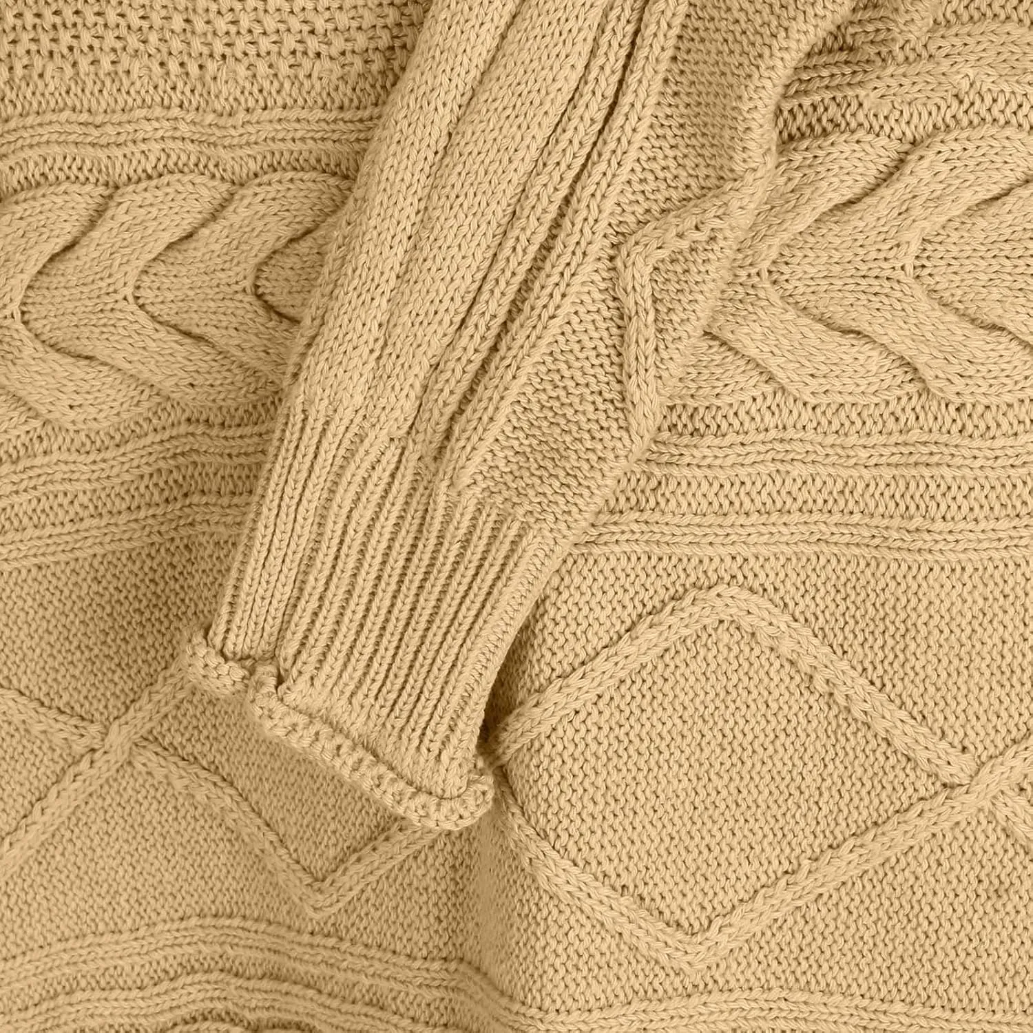 Womens Fall Clothes Fisherman Cable Knit Sweater Mock Neck Lantern Sleeve Knit Top Comfy Clothes for Flying