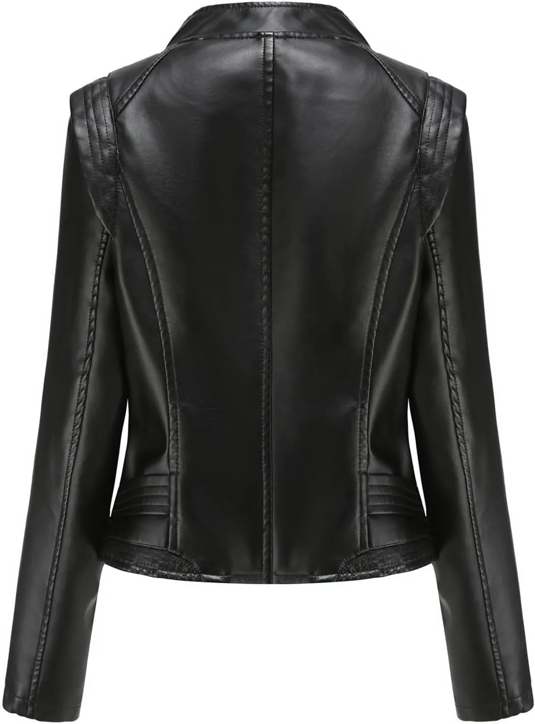 Women's Faux Leather Jackets,Zip Up Motorcycle Jacket Slim Fit Lapel Open Front Windproof Moto Biker Outwear Coats