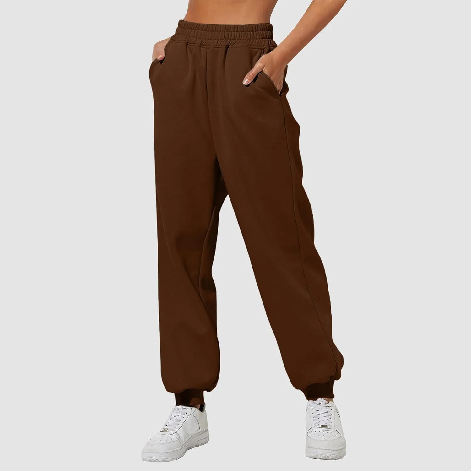 Women's Fleece Lined Joggers High Waisted Sweatpants Drawstring Strech Jogger Workout Active Baggy Lounge Bottoms