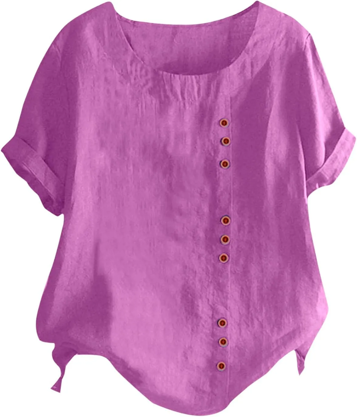 Womens Floral Print Linen Short Sleeve T Shirts Summer Dressy Casual Oversized Blouse Top V Neck Loose Tshirt