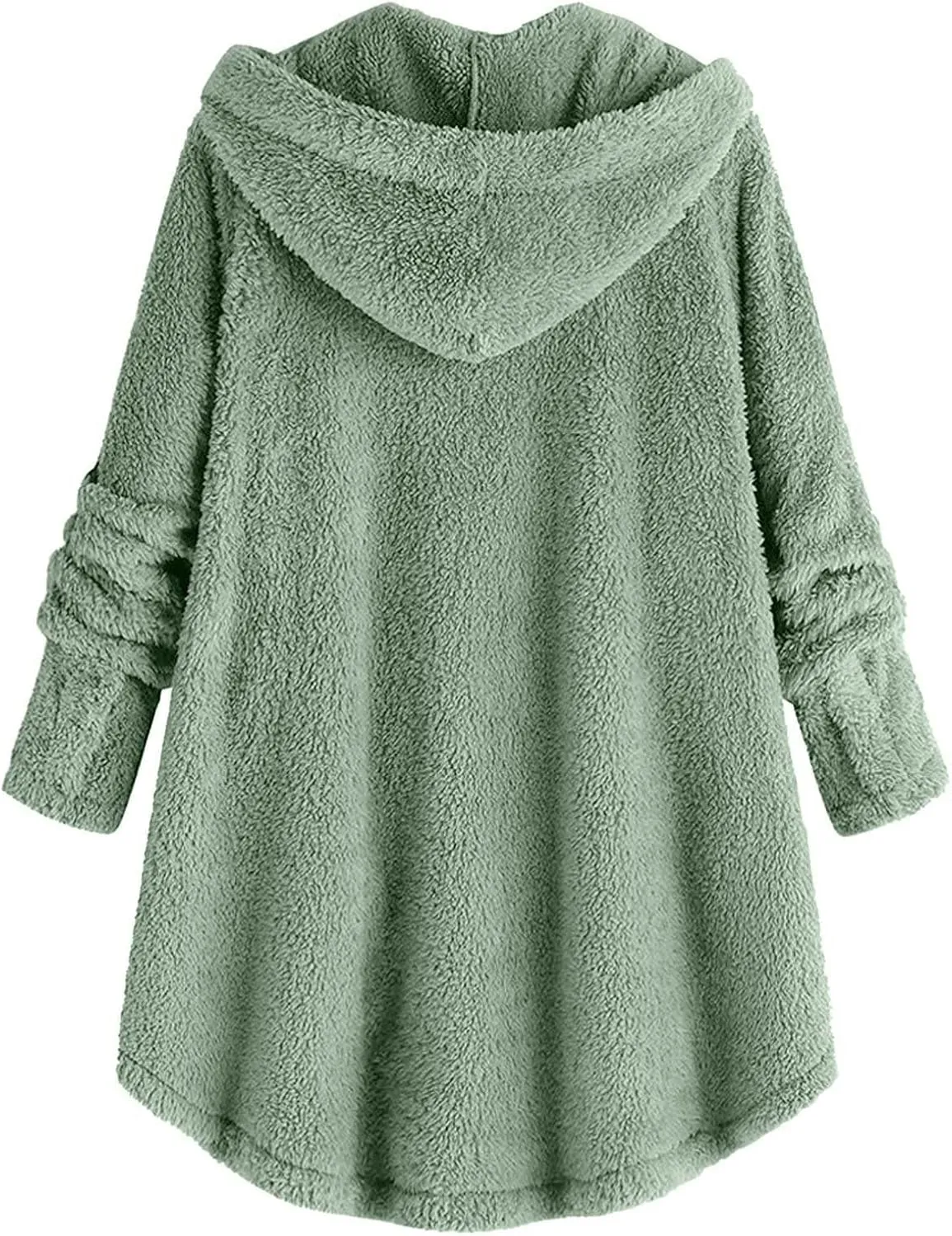 Womens Fuzzy Sherpa Hooded Jacket Fall 2024 Shaggy Fleece Soft Warm Coat Long Sleeve Button Down Cardigan Sweaters