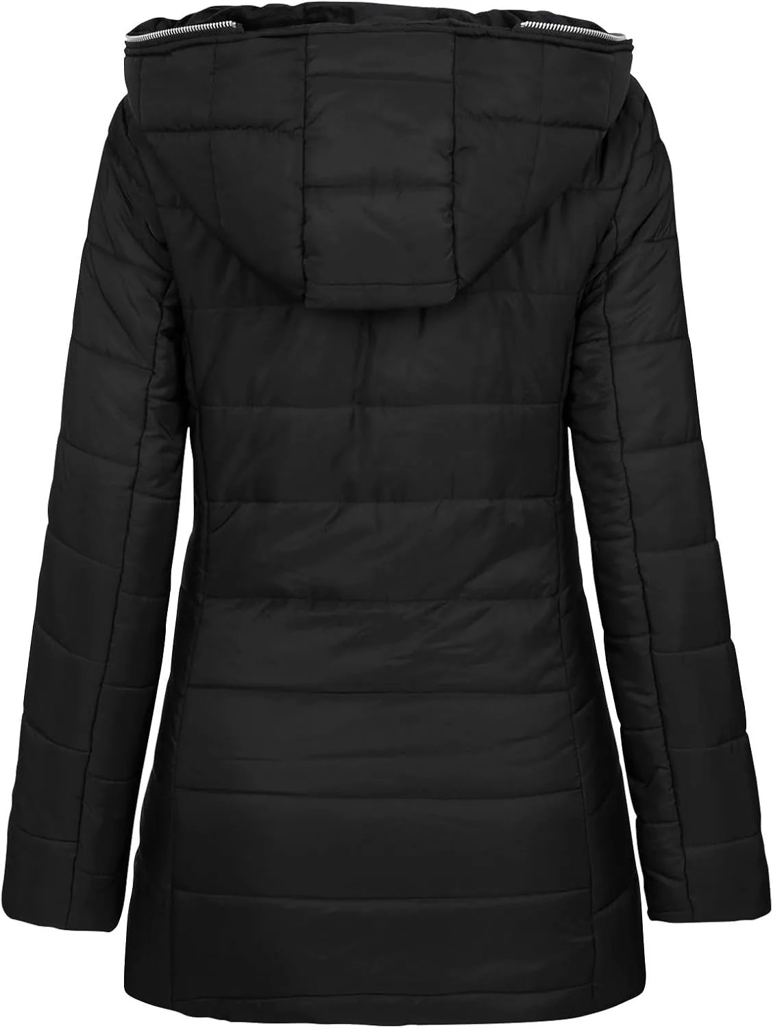 Womens Lightweight Puffer Jacket Winter Coats Warm Quilted Bubble Padded Coat Faux Fur Hooded Coatigan Outerwear