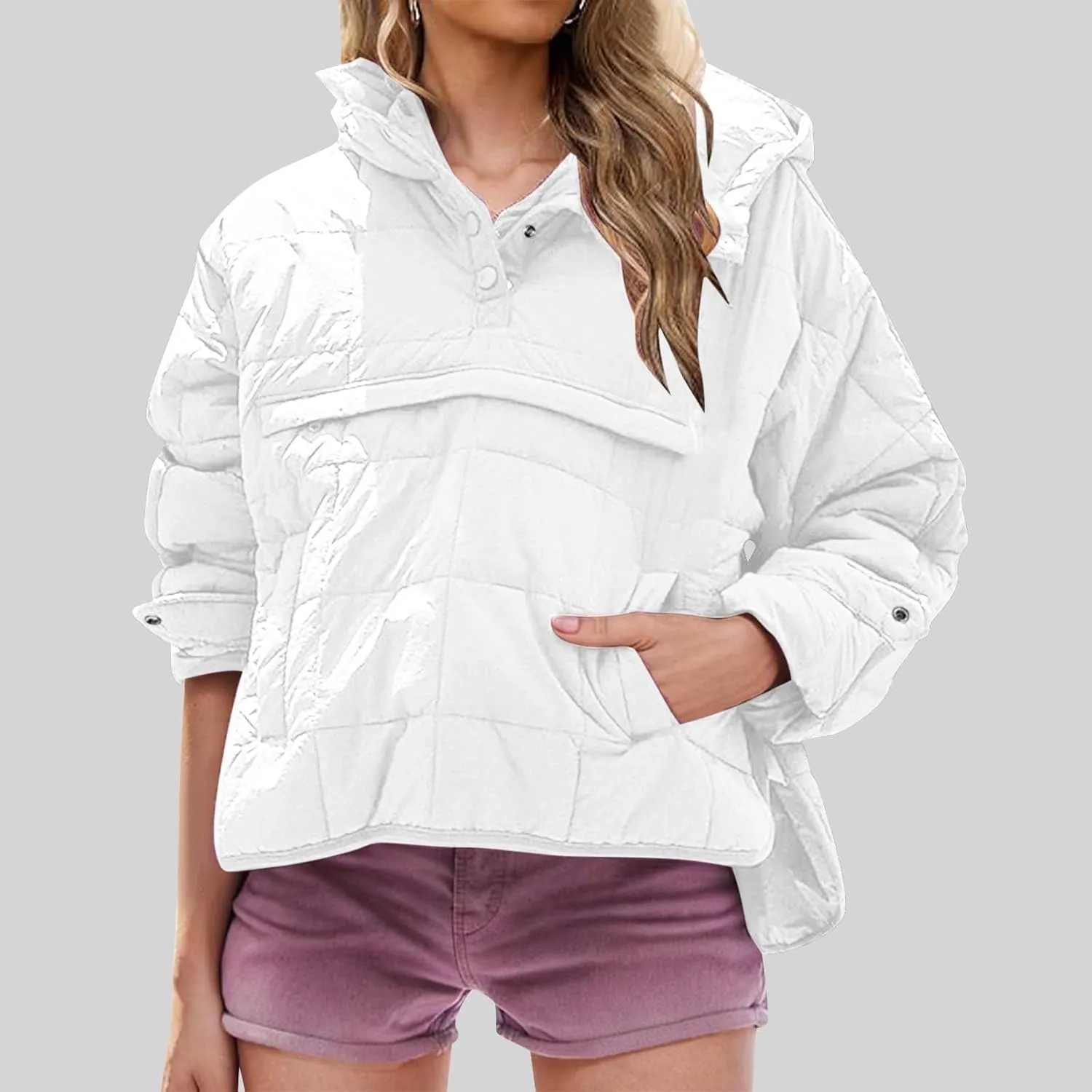 Womens Lightweight Puffer Jackets Warm Hooded Short Winter Coats Thicken Quilted Jackets Cropped Down Coats Outerwear