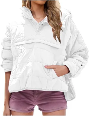 Womens Lightweight Puffer Jackets Warm Hooded Short Winter Coats Thicken Quilted Jackets Cropped Down Coats Outerwear