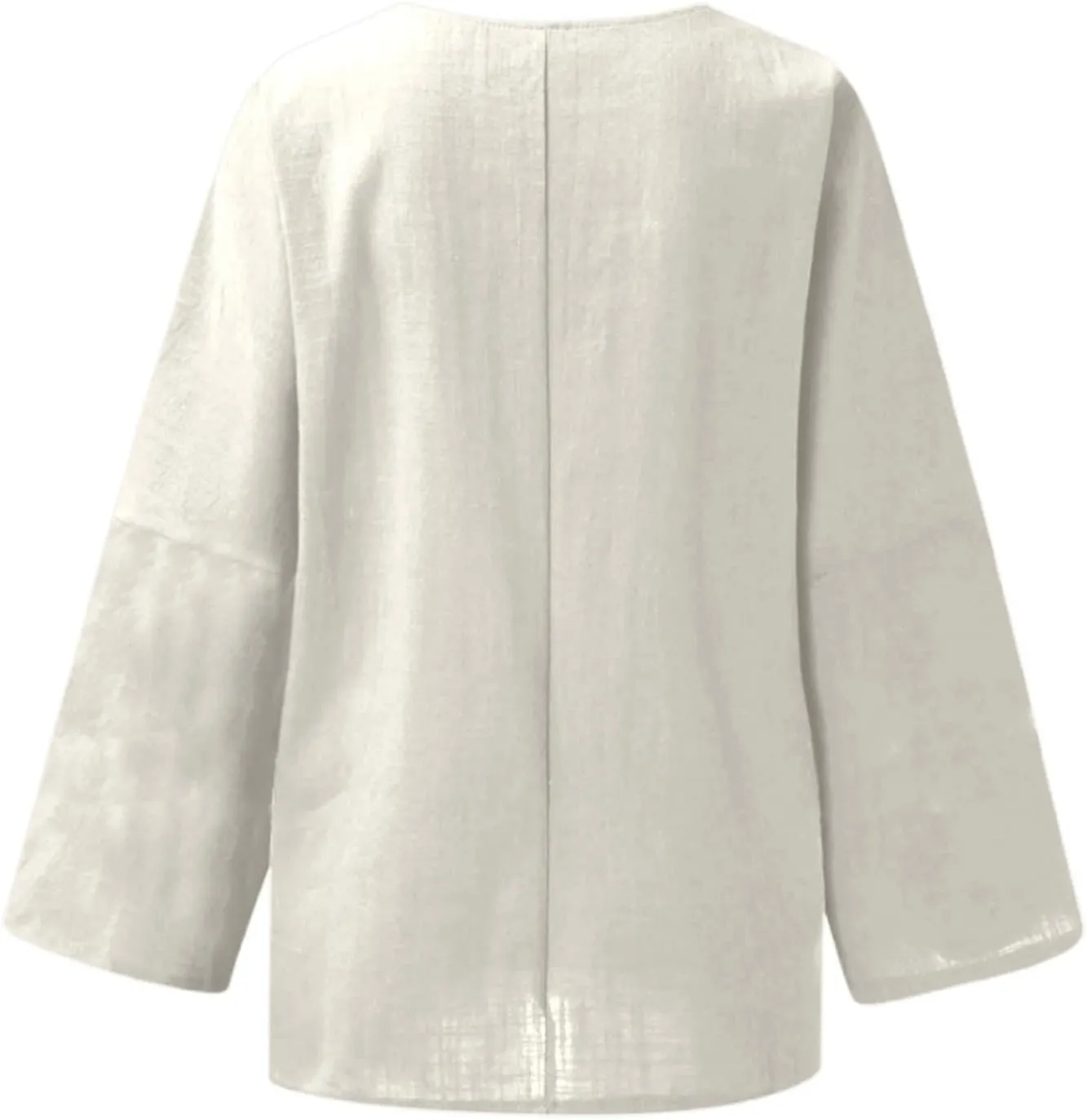 Women's Linen Shirts V-Neck Button Down Blouses Collared 2025 Fashion Tops Long Sleeve Loose Fit T Shirt