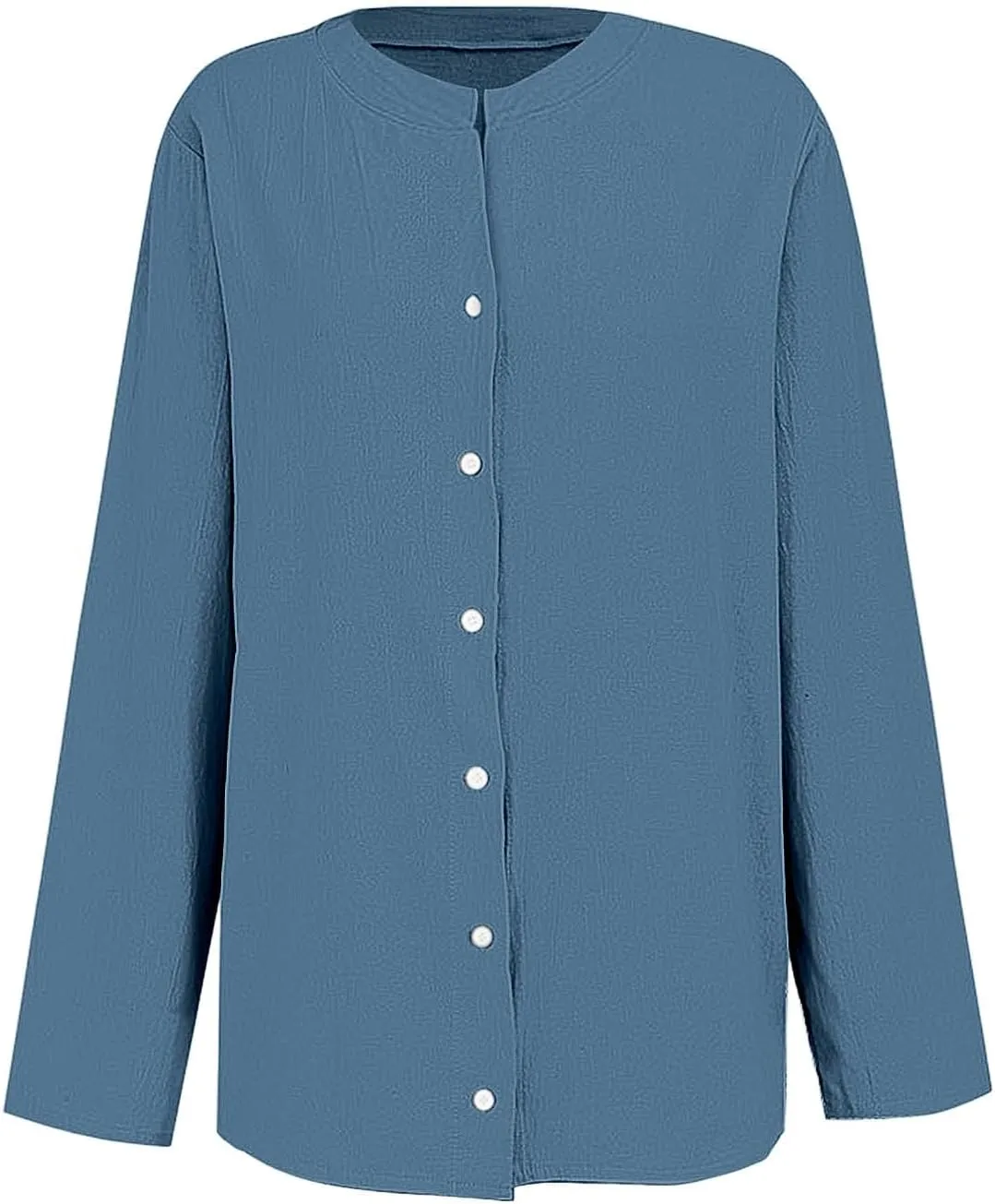 Women's Linen Shirts V Neck Buttons Blouses Lapel Beach Tee Top Short Sleeve Loose T-Shirts