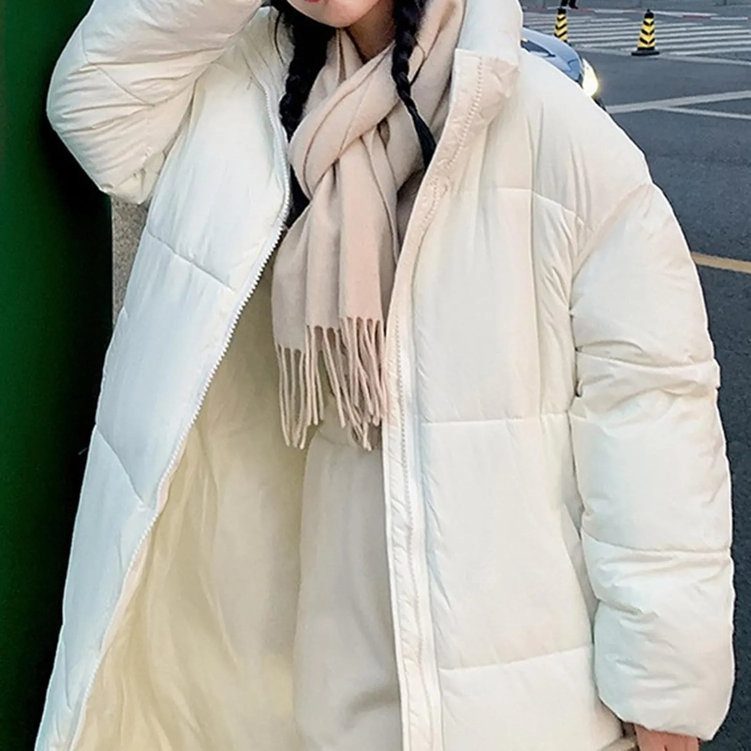Women's Long Puffer Jacket Oversized Quilted Casual Warm Winter Coat Zip Up Down Jacket Parkas with Pockets Outerwear