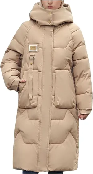 Women's Long Winter Coat with Hood Warm Long Parka Thicken Puffer Jacket Outerwear Down Coat Windproof Snow Coats