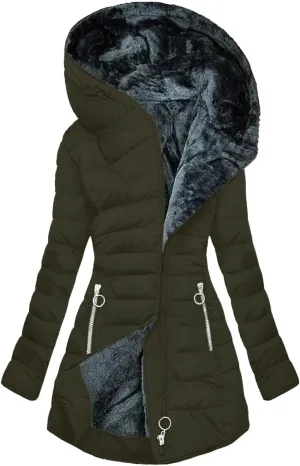Womens Long Winter Coats Fleece Lined Warm Puffer Jacket Waterproof Windproof Thicken Parkas Outwear With Fur Hood