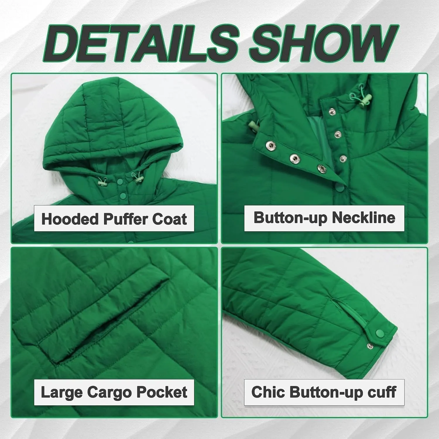 Womens Oversized Puffer Jacket Long-Sleeve Hooded Puffer Coat Packable Hooded Lightweight Warm Winter Coat Tops