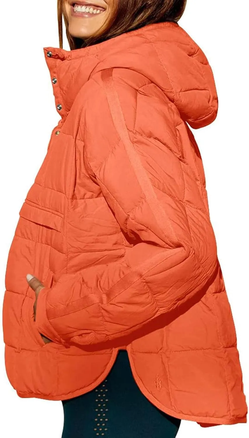 Womens Oversized Puffer Jacket Long-Sleeve Hooded Puffer Coat Packable Hooded Lightweight Warm Winter Coat Tops
