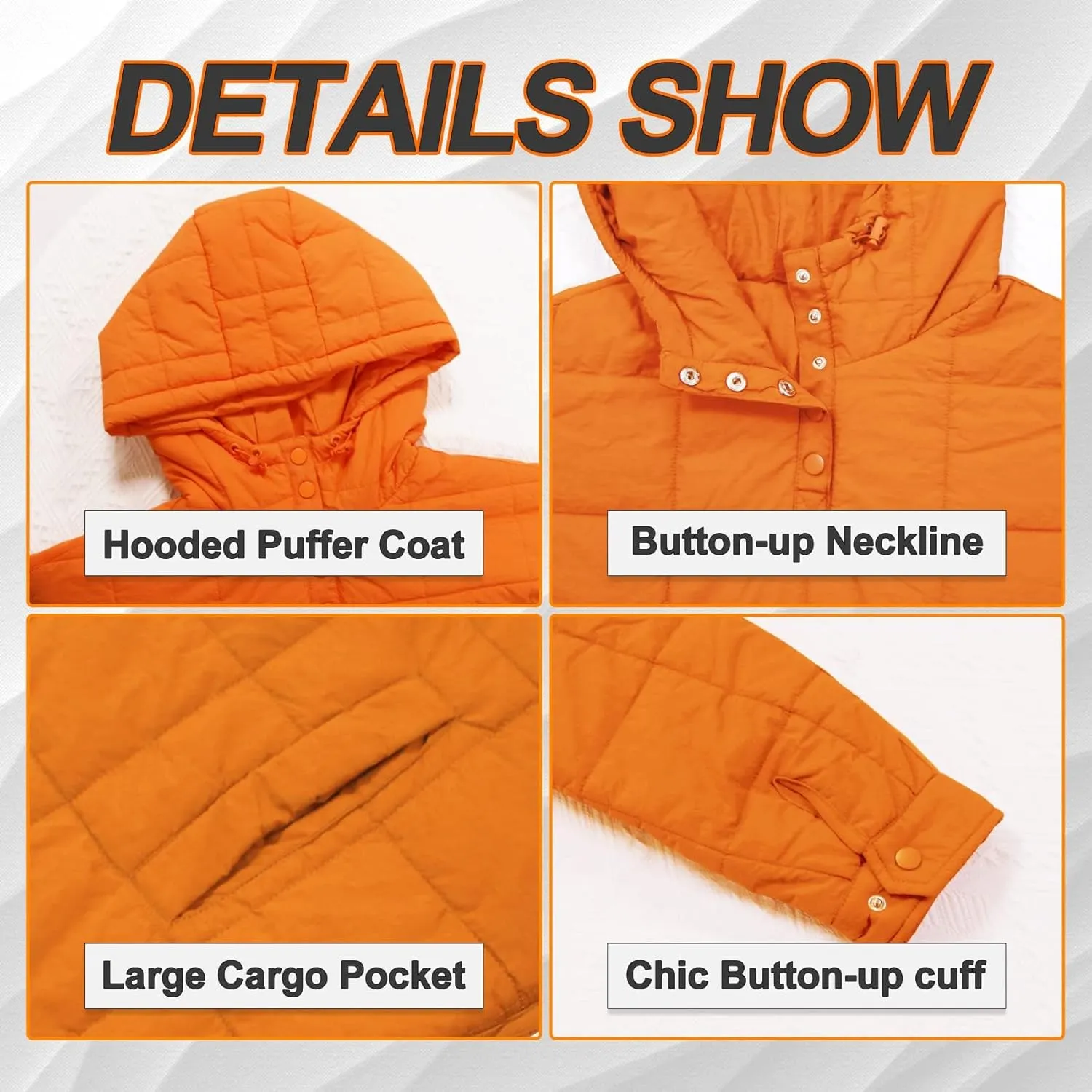 Womens Oversized Puffer Jacket Long-Sleeve Hooded Puffer Coat Packable Hooded Lightweight Warm Winter Coat Tops
