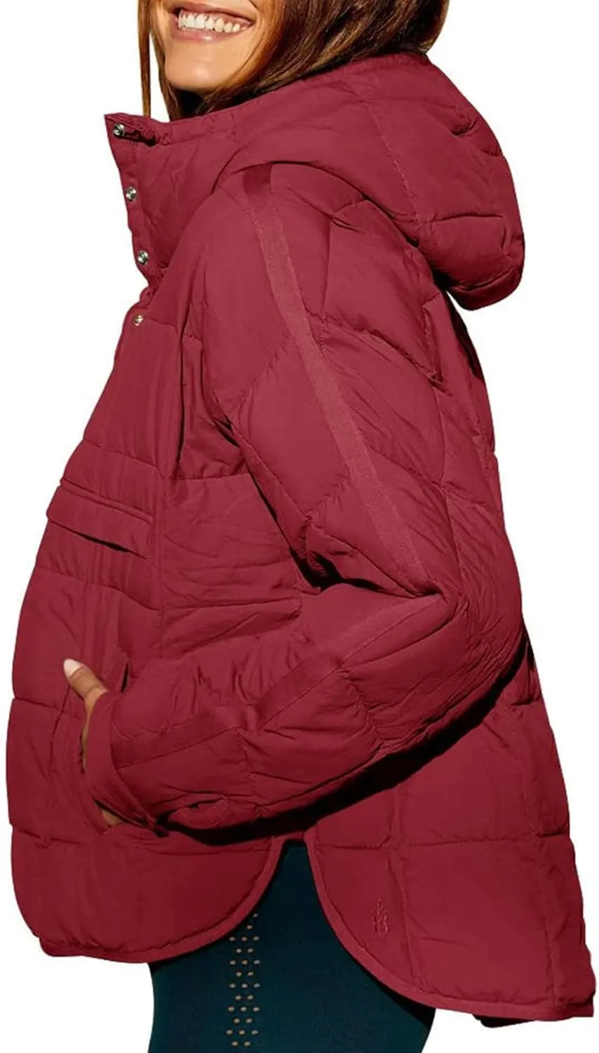 Womens Oversized Puffer Jacket Long-Sleeve Hooded Puffer Coat Packable Hooded Lightweight Warm Winter Coat Tops