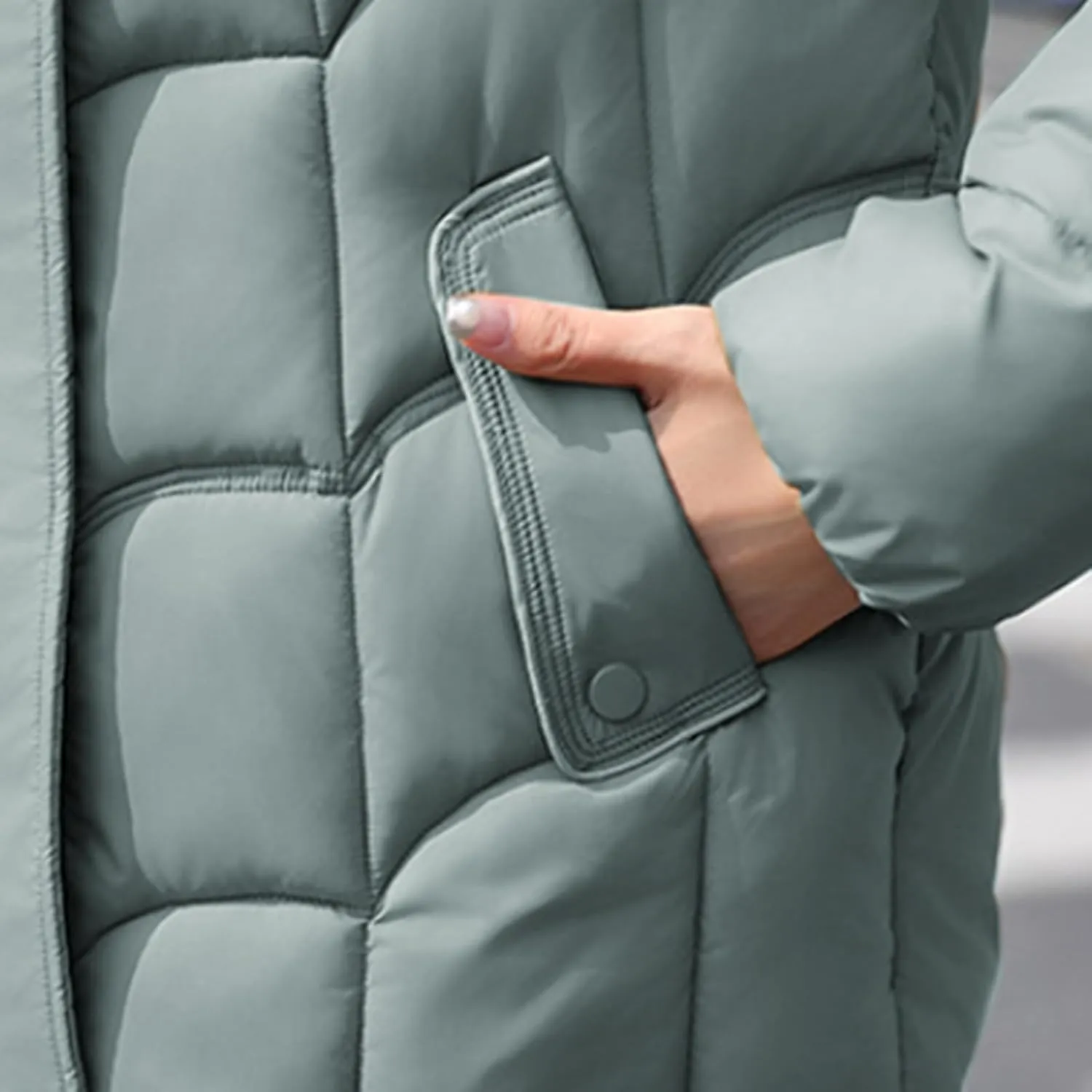 Women's Puffer Jackets Warm Winter Down Jackets Hood Zipped with Pockets Cropped Ladies Quilted Coats