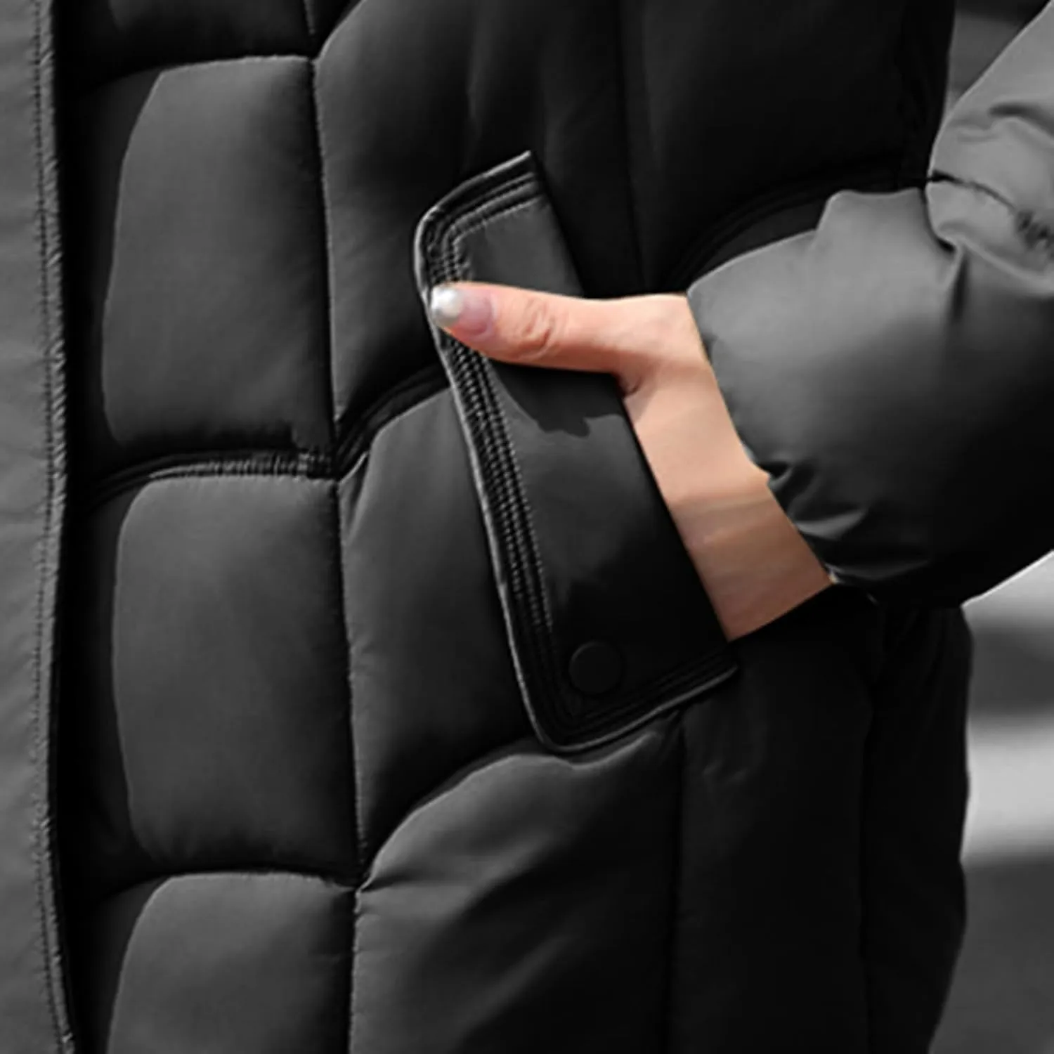 Women's Puffer Jackets Warm Winter Down Jackets Hood Zipped with Pockets Cropped Ladies Quilted Coats