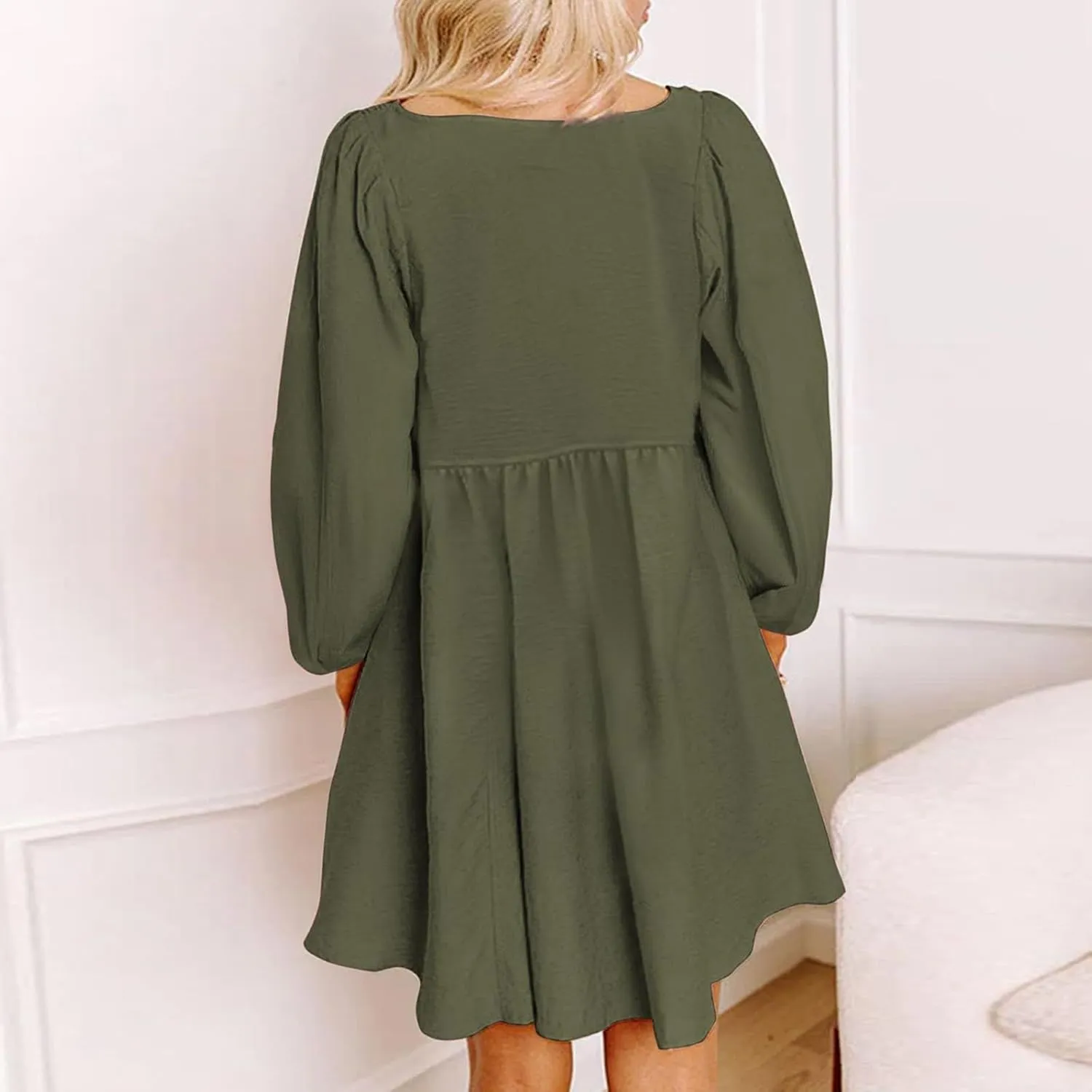 Women's Shift Dress 2025 Casual Short Sleeve V Neck Loose Flowy Summer Dress Lightweight Vacation Sundress Beachwear