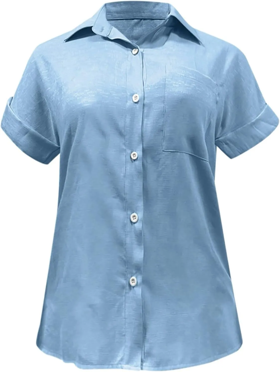 Women's Short Sleeve Linen Shirt Casual Crew Neck Basic T Shirts Plain Loose Fit Summer Tee Tops