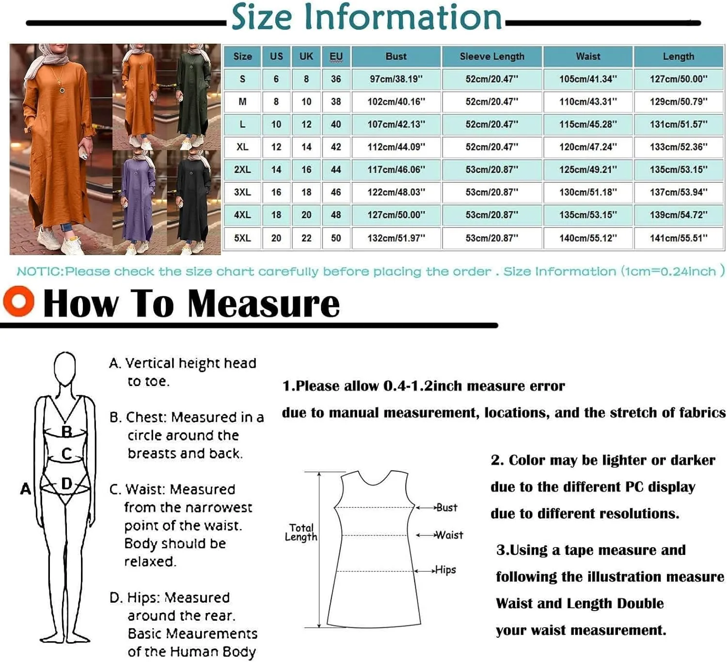 Women's Spring Dresses 2025 Summer Casual Trendy Loose Long Sleeve Crew Neck Solid Maxi Muslim Dresses, S-XL