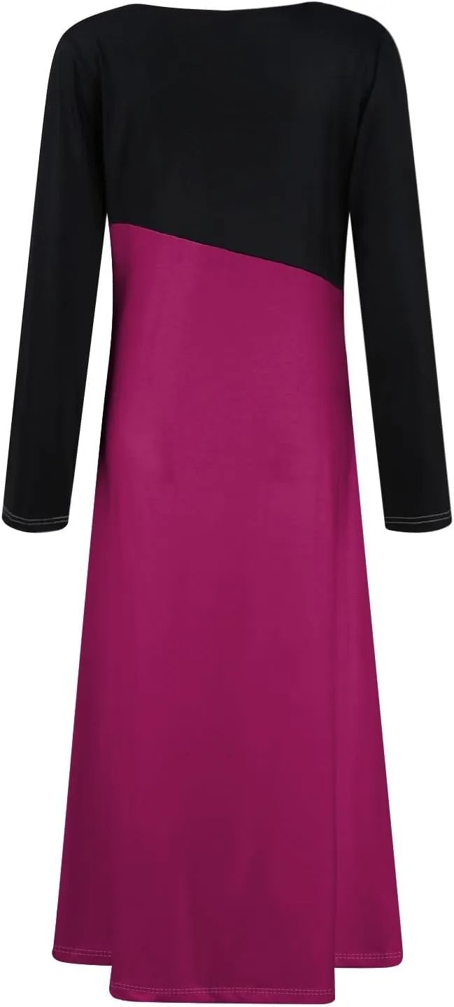 Womens Spring Dresses 2025 V Neck Midi Long Sleeve Modest Boho Flowy Vacation Cruise Western Dress