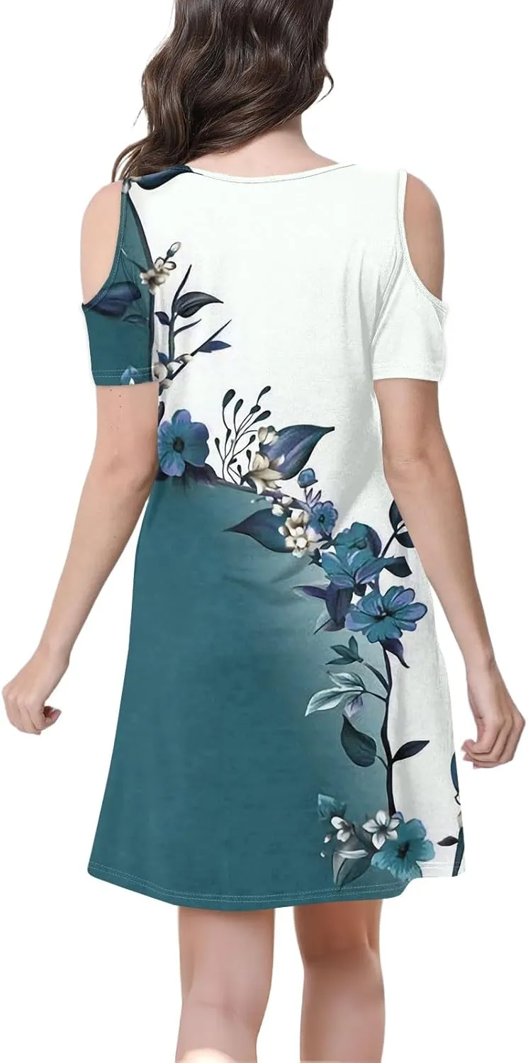 Women's Summer Casual Trendy Sleeveless Halter Striped Polka Dot Floral Print Midi Dress 2025 with Pockets, S-3XL
