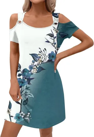Women's Summer Casual Trendy Sleeveless Halter Striped Polka Dot Floral Print Midi Dress 2025 with Pockets, S-3XL