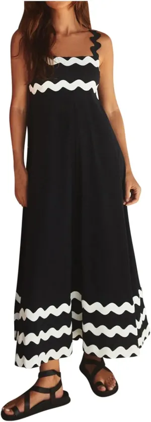 Womens Summer Plus Size Casual Dress Vintage Print Loose Flowy Sundress