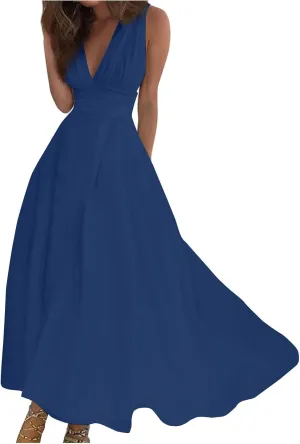 Womens Sundress Summer Floral Short Sleeve Wrap V Neck A-Line Midi Dress 2025 Elegant Flowy Beach Swing Dresses