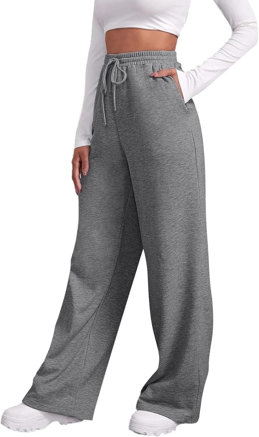 Womens Sweatpants Comfy Bottoms Thermal Loose Fit Joggers Preppy Yoga Fleece with Pockets Pants Trousers