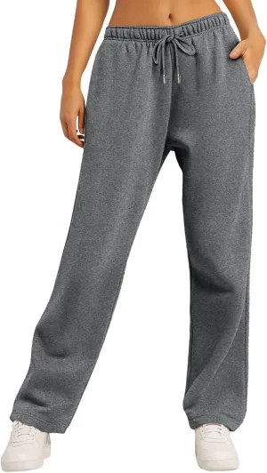 Womens Sweatpants Comfy Bottoms Thermal Loose Fit Joggers Preppy Yoga Fleece with Pockets Pants Trousers