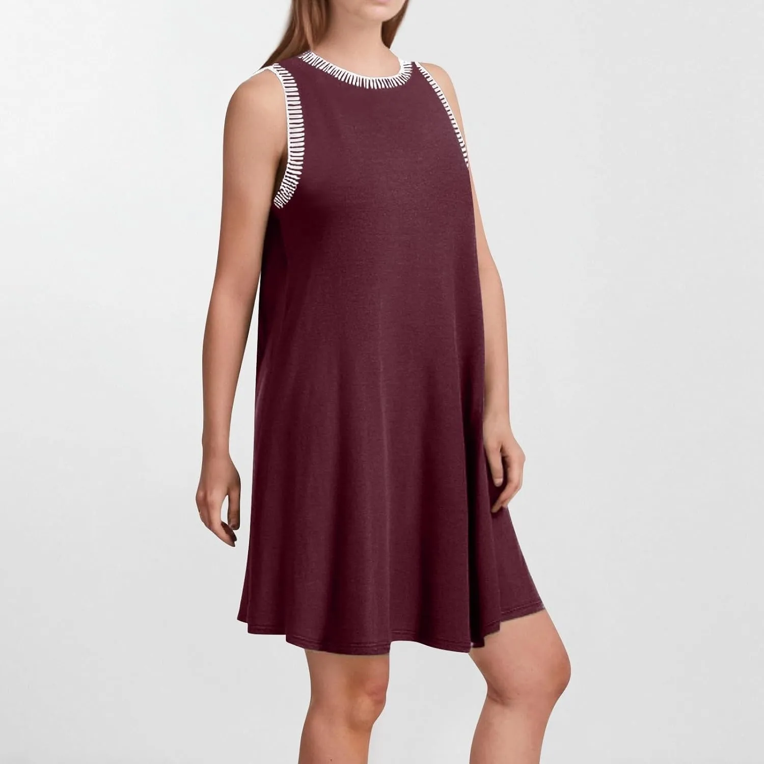 Womens Swimsuit Cover Up Sleeveless Mini Holiday Dress Casual Knee Length Tank Dresses Bikini Beach Coverup Dress