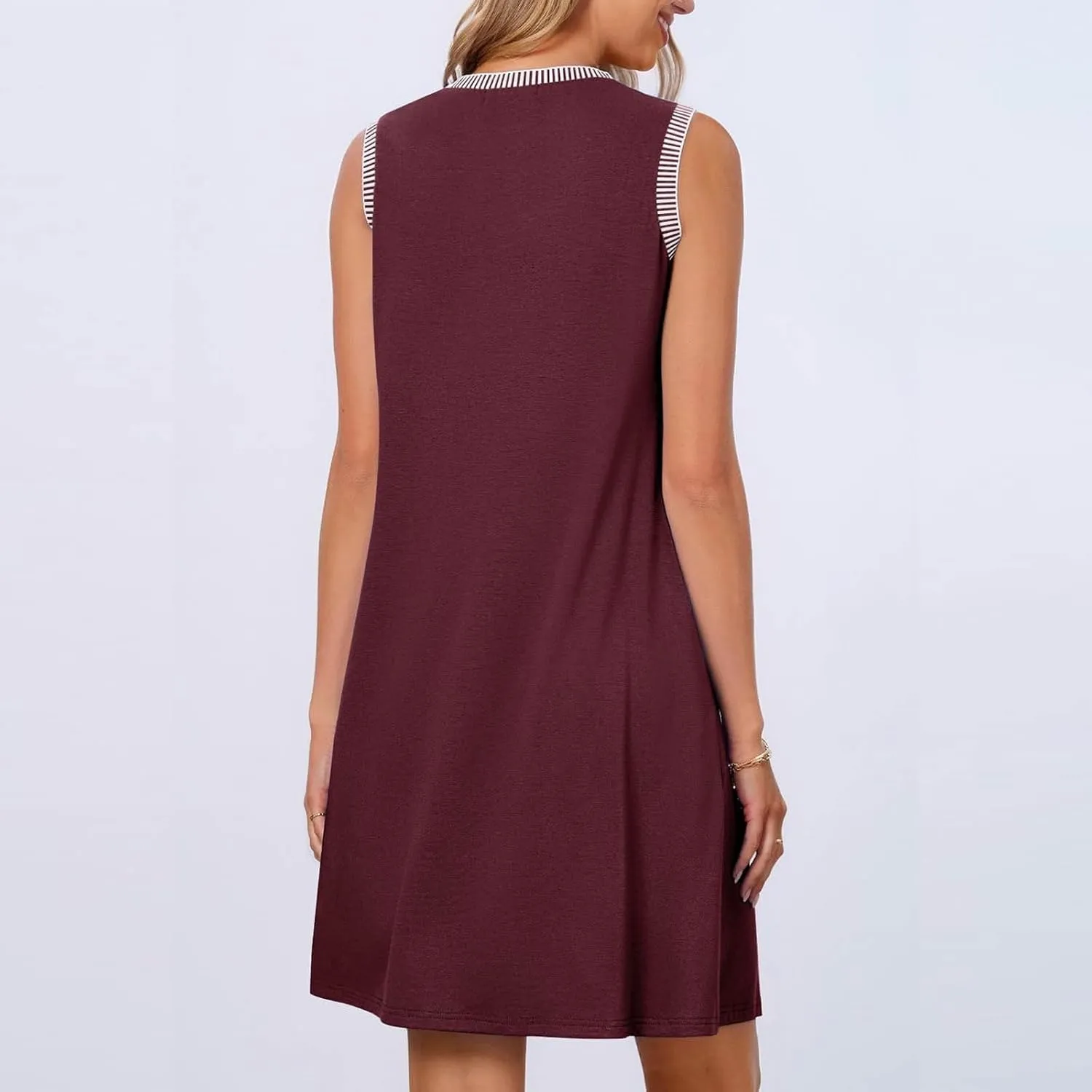 Womens Swimsuit Cover Up Sleeveless Mini Holiday Dress Casual Knee Length Tank Dresses Bikini Beach Coverup Dress