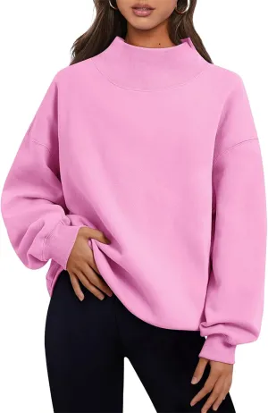Women's Turtleneck Long Sleeve Oversized Sweatshirt 2023 Fall Fuzzy Knit Chunky Warm Casual Pullover Sweater Tops