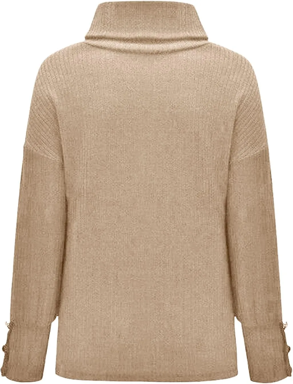 Women's Turtleneck Oversized Button Long Sleeve Knit Tunic Pullover Casual Loose Sweater Tops for 2023 Fall Winter