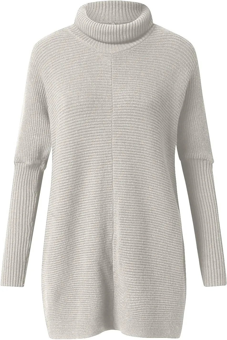 Womens Turtleneck Oversized Sweater 2023 Long Sleeve Asymmetric Hem Casual Ribbing Knit Pullover Tunic Sweater