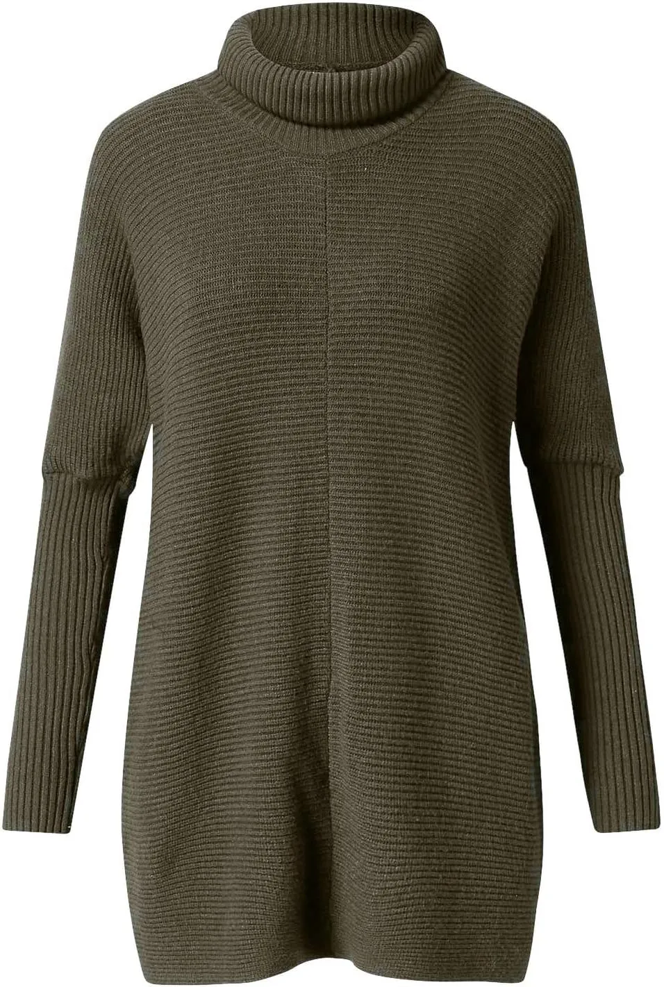 Womens Turtleneck Oversized Sweater 2023 Long Sleeve Asymmetric Hem Casual Ribbing Knit Pullover Tunic Sweater