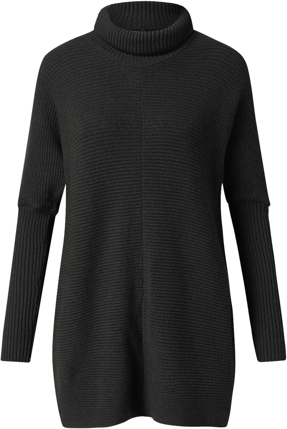 Womens Turtleneck Oversized Sweater 2023 Long Sleeve Asymmetric Hem Casual Ribbing Knit Pullover Tunic Sweater
