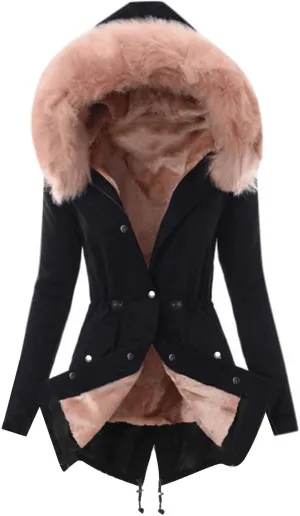 Womens Winter Coats Warm Thickened Sherpa Lined Jacket Hooded Outerwear Plus Size Puffer Parka Down Jackets Overcoat
