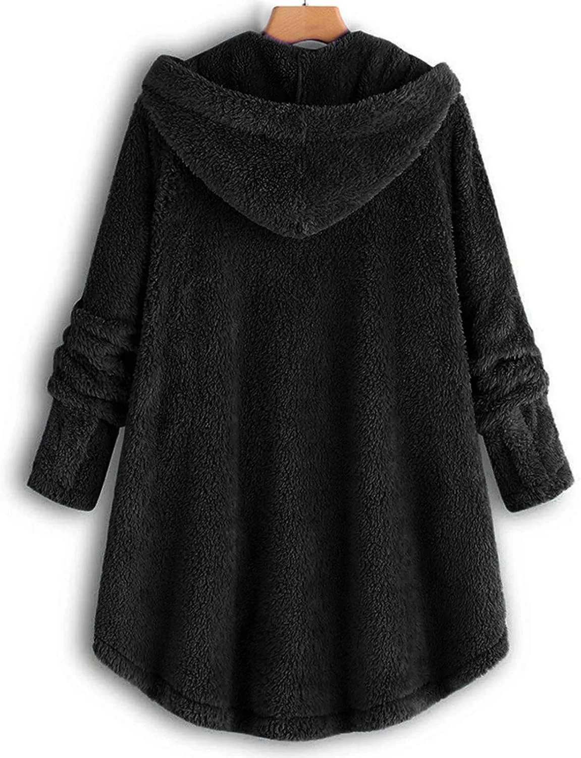 Women's Winter Jackets Plus Size Button Plush Tops Hooded Loose Cardigan Wool Coat Jacket Jackets