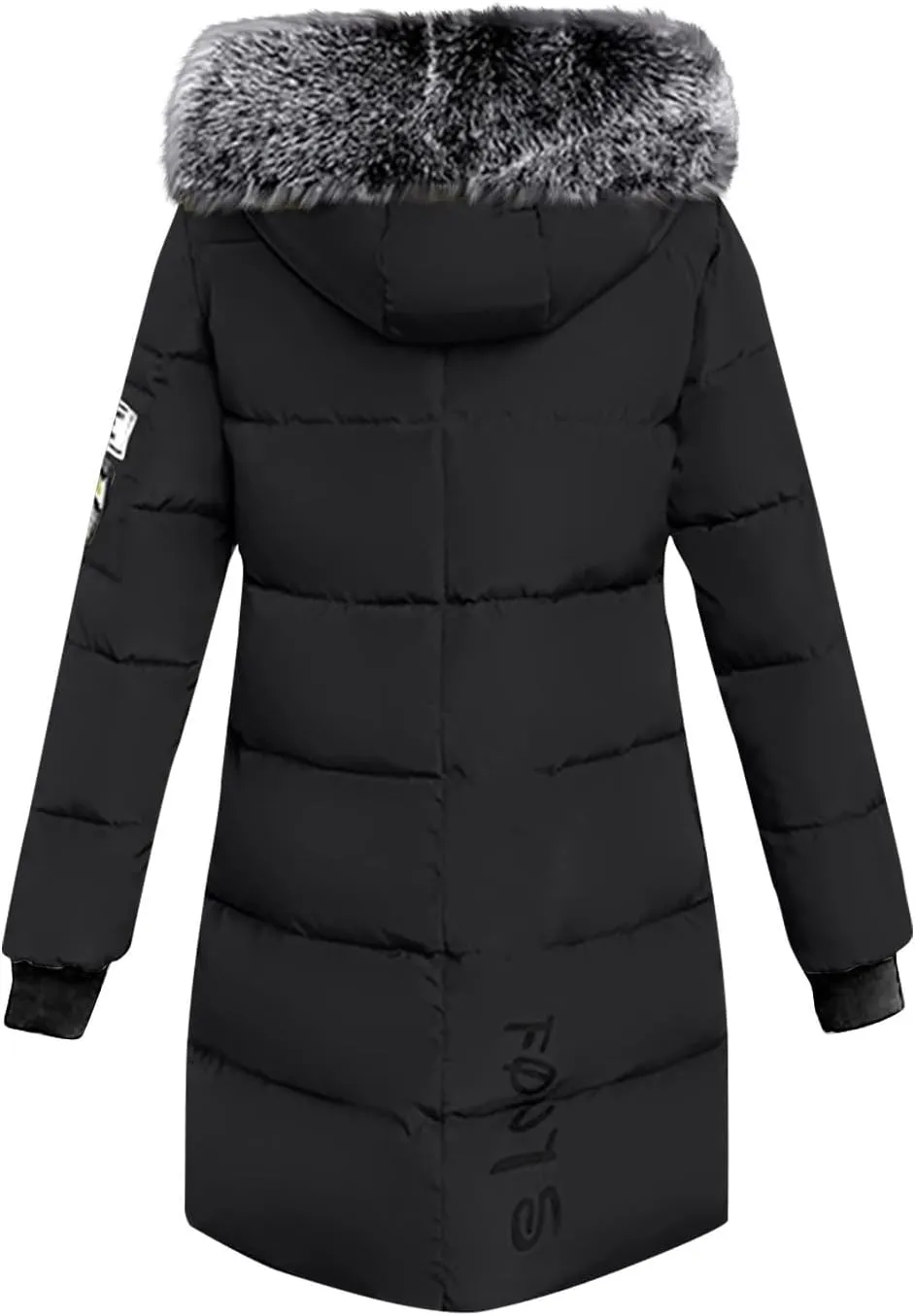 Womens Winter Long Puffer Coats Down Thicken Warm Quilted Jacket Mid-Length with Side Zipper Pocket Hood Outerwear