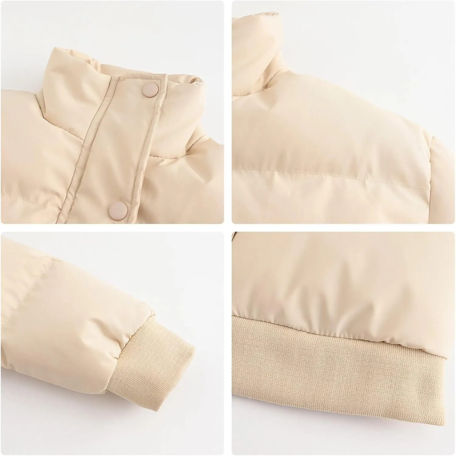 Women's Winter Short Puffer Jackets Lightweight Stand Collar Zip Up Down Coat Warm Quilted Jackets
