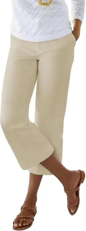 Women's Woven Cargo Capri Jogger Pants Women Clothes Solid Casual Pants Wide Leg Pocket Cropped Trouser 2025