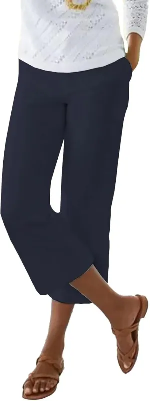 Women's Woven Cargo Capri Jogger Pants Women Clothes Solid Casual Pants Wide Leg Pocket Cropped Trouser 2025