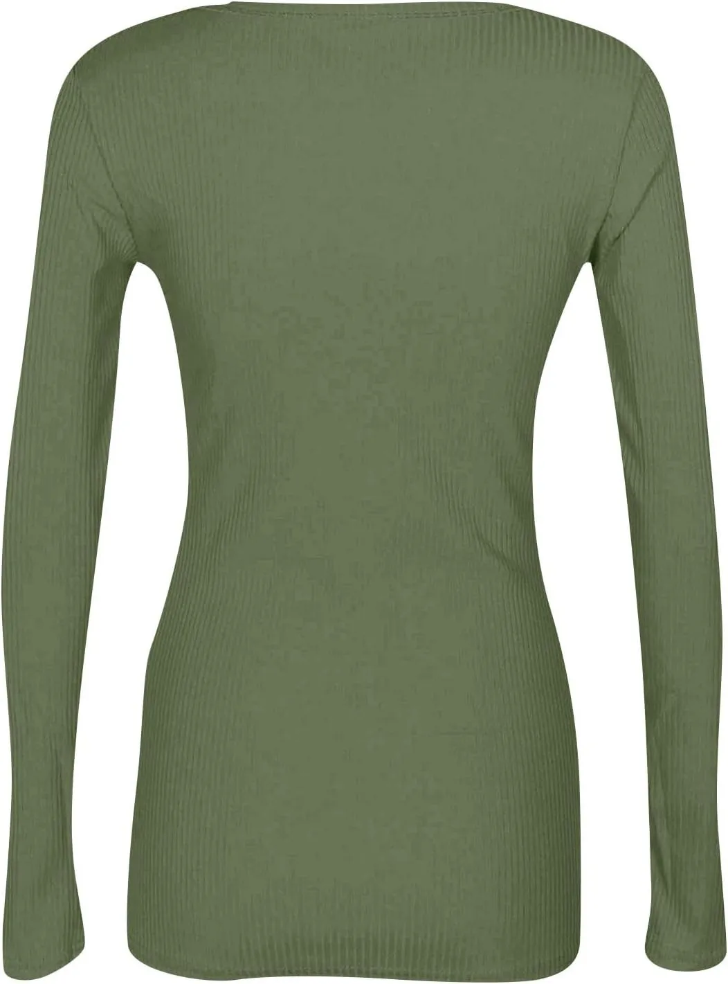 Womne's Ribbed Crew Neck Slim Fitted T Shirts Basic Solid Long Sleeve Layering Tee Tops Stretch Casual Tunic Tops