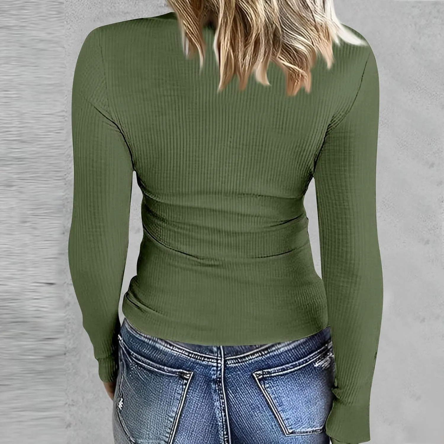 Womne's Ribbed Crew Neck Slim Fitted T Shirts Basic Solid Long Sleeve Layering Tee Tops Stretch Casual Tunic Tops