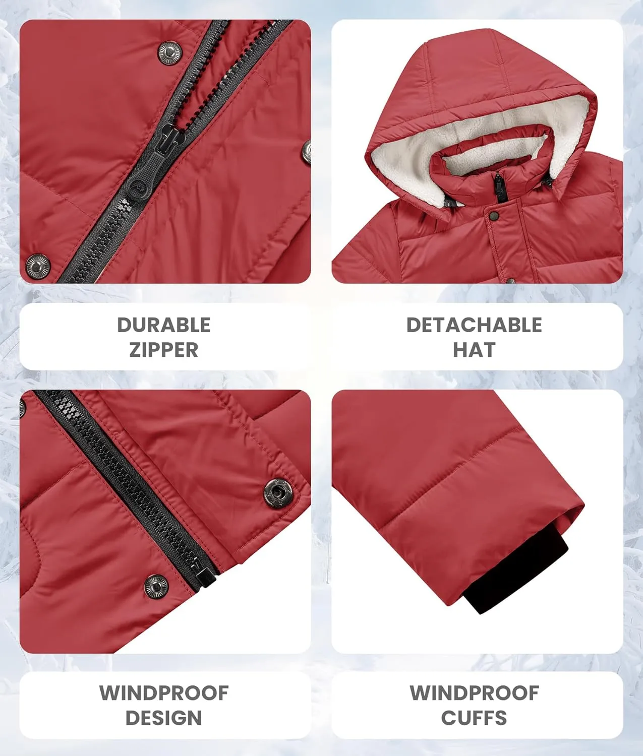 WULFUL Kids Boy's Winter Coat Detachable Hat Puffer Windbreaker Warm Cotton Jacket Parka Down Outdoor Coats