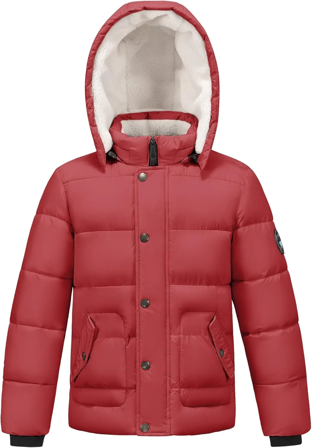 WULFUL Kids Boy's Winter Coat Detachable Hat Puffer Windbreaker Warm Cotton Jacket Parka Down Outdoor Coats