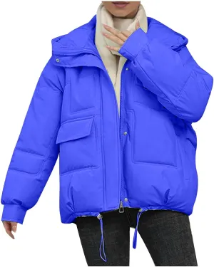 XUNRYAN 2023 Puffer Jackets Womens Quilted Lightweight Winter Warm Down Coat Cropped Jackets Outdoor Overcoat Activewear