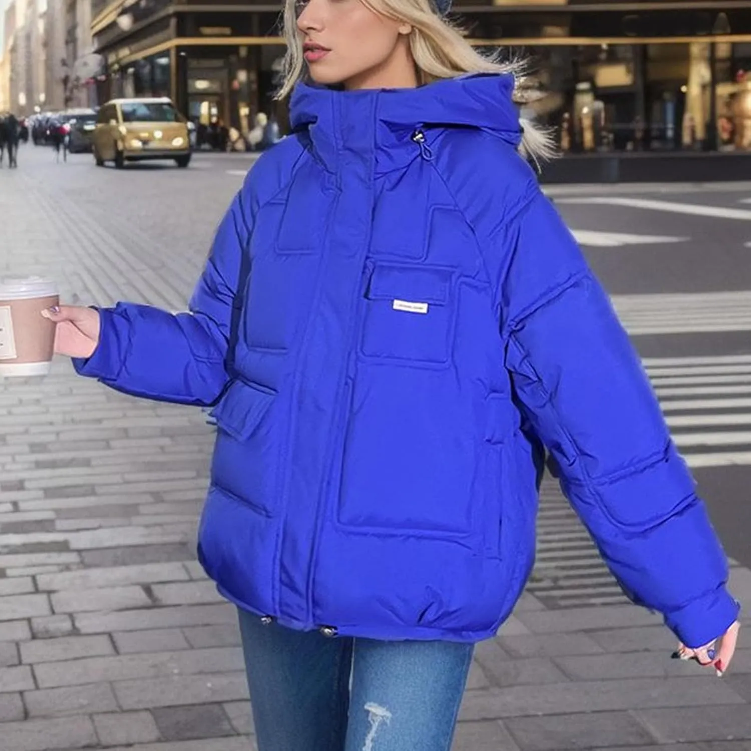 XUNRYAN 2023 Puffer Jackets Womens Quilted Lightweight Winter Warm Down Coat Cropped Jackets Outdoor Overcoat Activewear