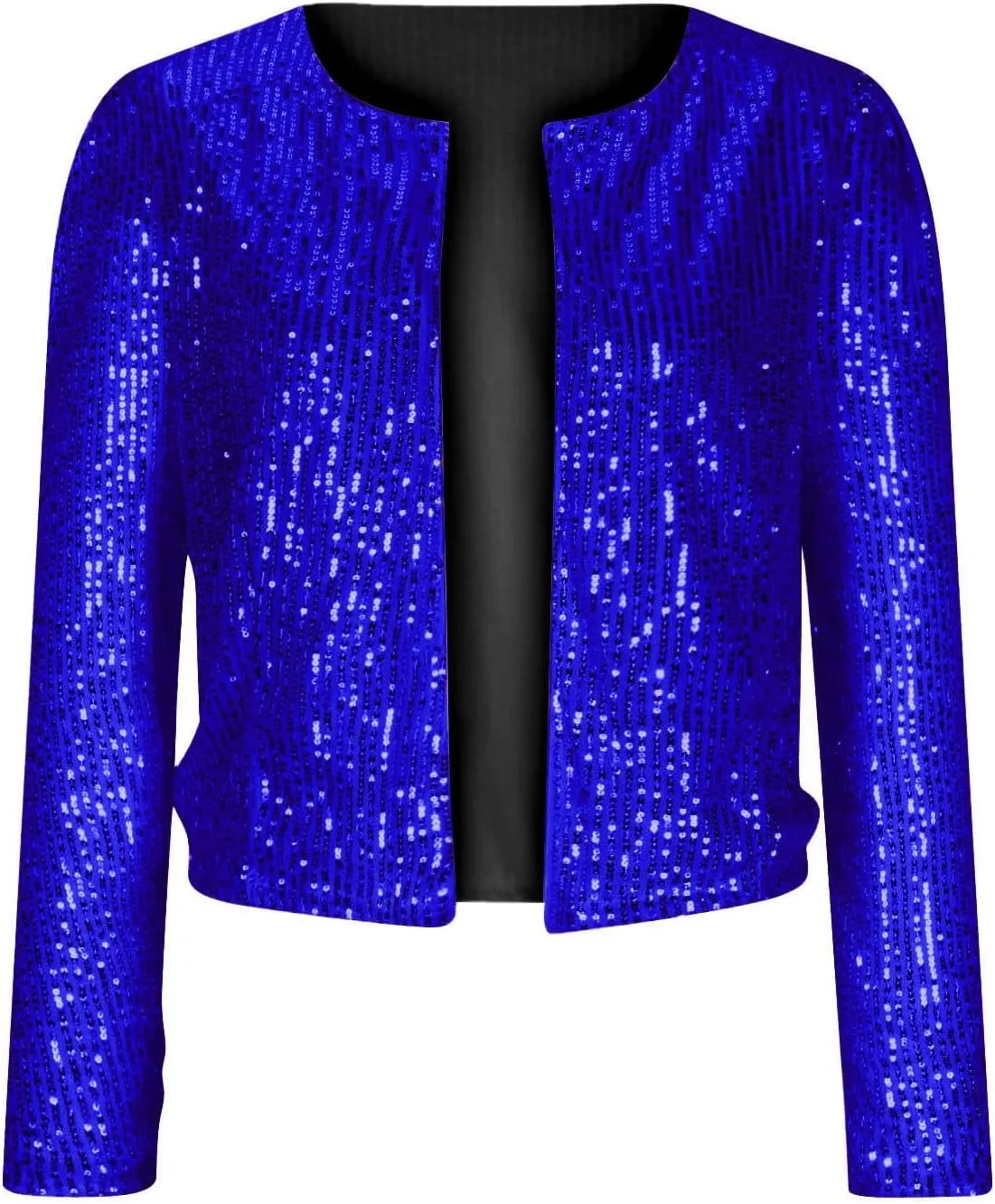 XUNRYAN Sequin Blazer Women Casual Open Front Cardigan Sparkly Jacket Glitter Long Sleeve Short Coats Crop Shrug Wraps Outfit