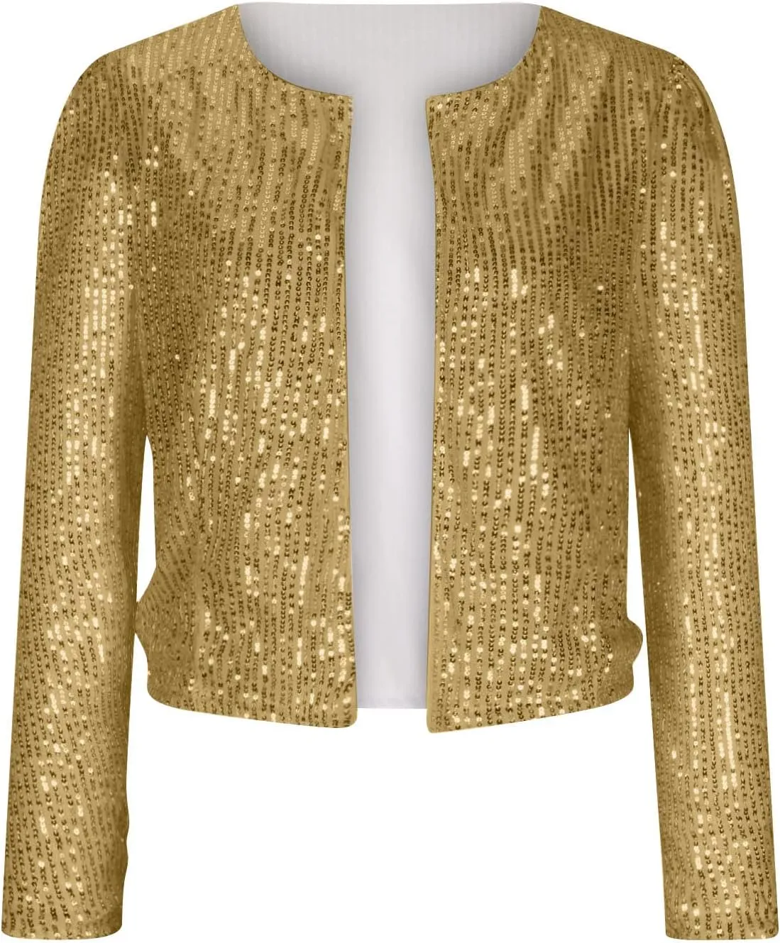 XUNRYAN Sequin Blazer Women Casual Open Front Cardigan Sparkly Jacket Glitter Long Sleeve Short Coats Crop Shrug Wraps Outfit
